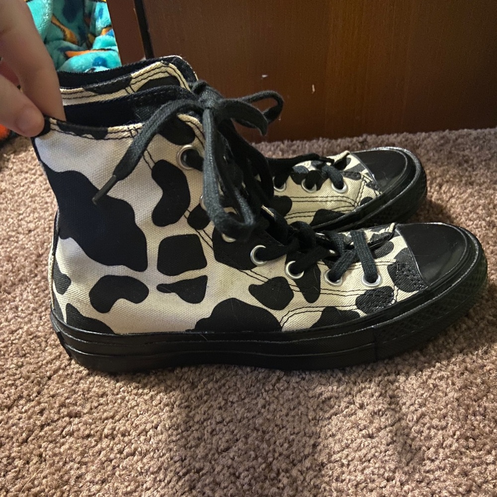 Custom cow print converse